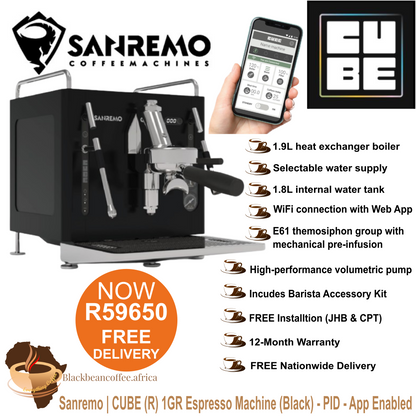 Sanremo | CUBE (R) 1GR Espresso Machine (Onyx Black) - PID - App Enabled