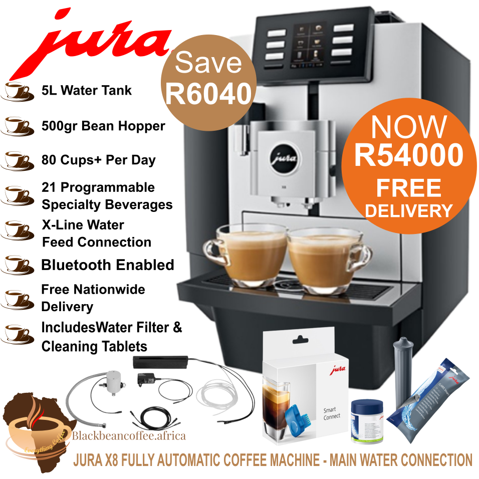 JURA X8 Platinum Fully Auto Bean to Cup Blackbeancoffee.africa