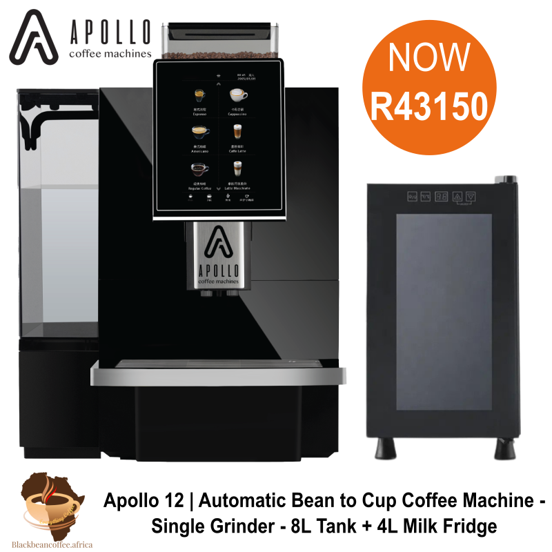 Apollo 12 | Automatic Bean to Cup Coffee Machine - Single Grinder - 8L Tank + 4L Milk Fridge