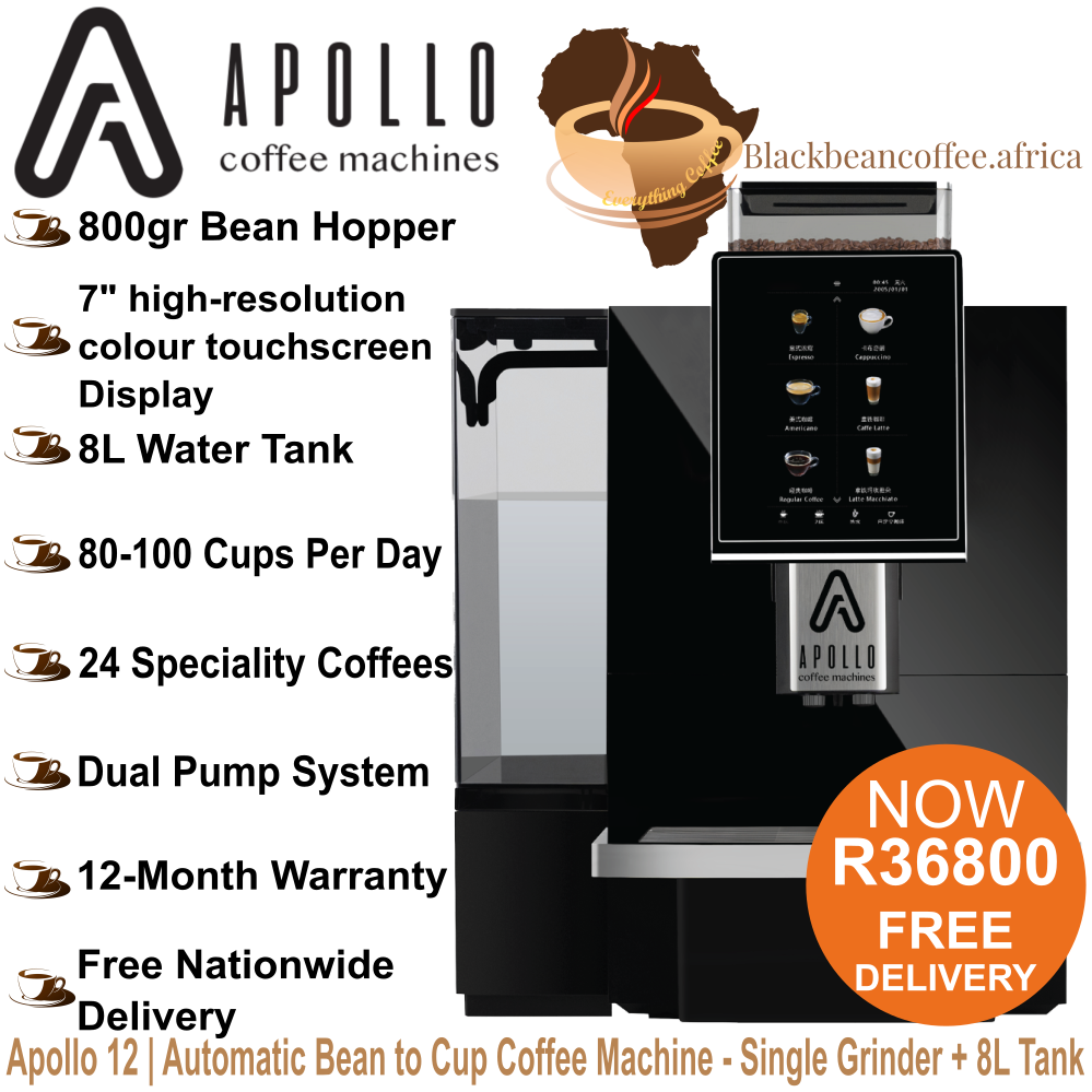 Apollo 12 | Automatic Bean to Cup Coffee Machine - Single Grinder + 8L Tank