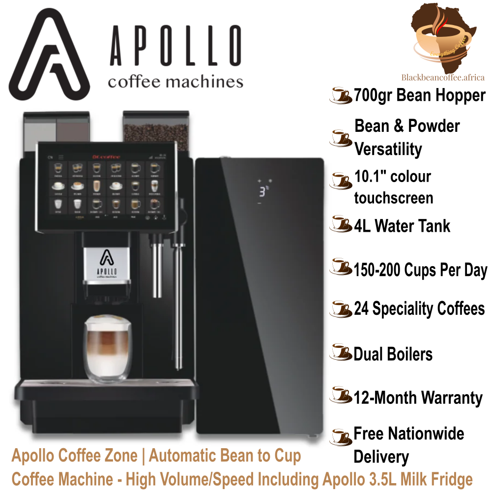 Apollo | COFFEE ZONE Automatic Bean to Cup Coffee Machine + 3.5L Milk Fridge