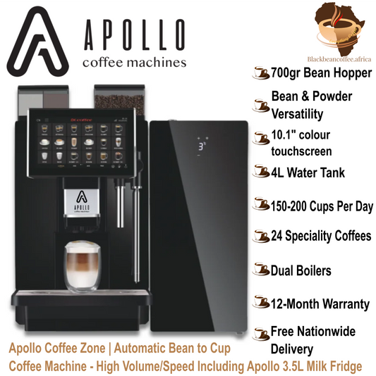 Apollo | COFFEE ZONE Automatic Bean to Cup Coffee Machine + 3.5L Milk Fridge