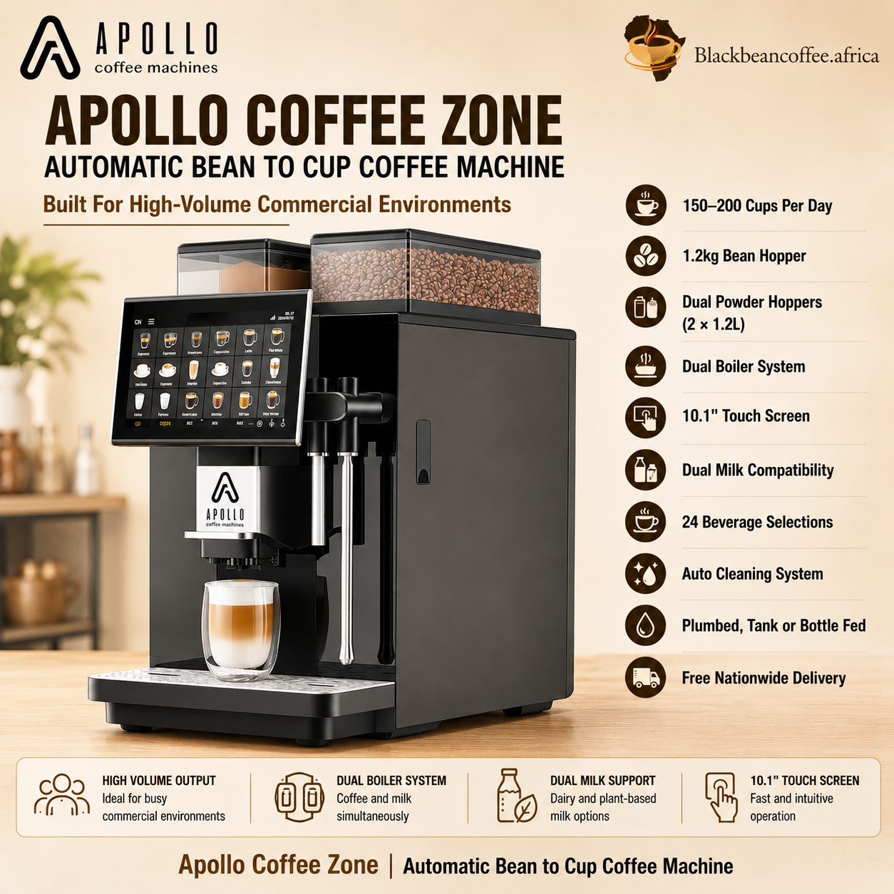 Apollo | COFFEE ZONE Automatic Bean to Cup Coffee Machine