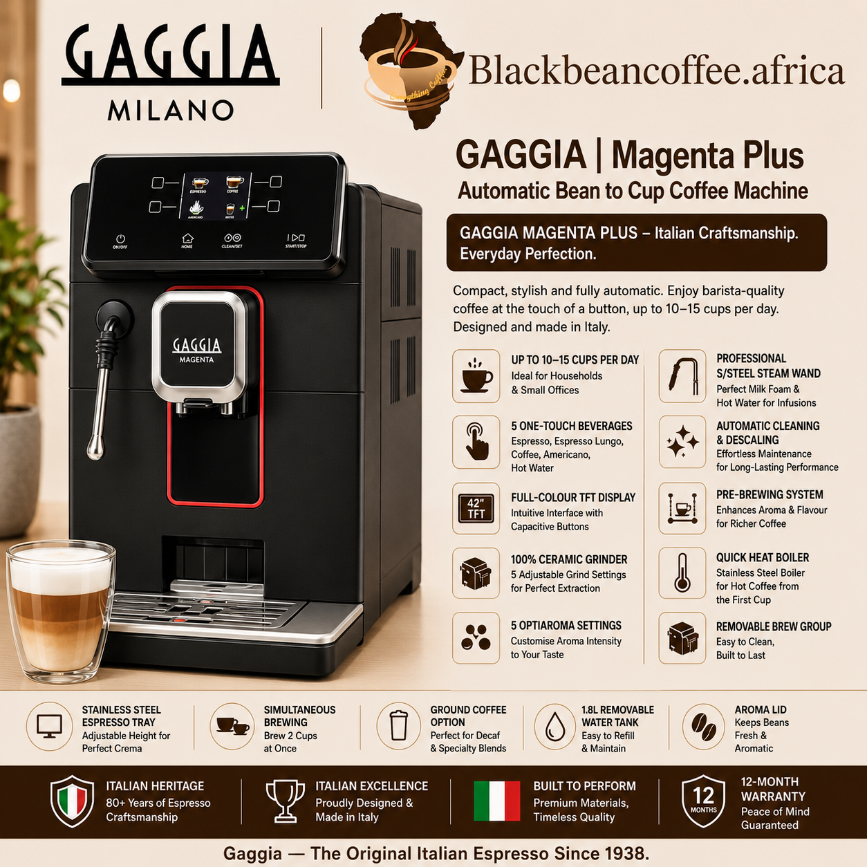 GAGGIA | Magenta Plus Automatic Bean to Cup Coffee Machine