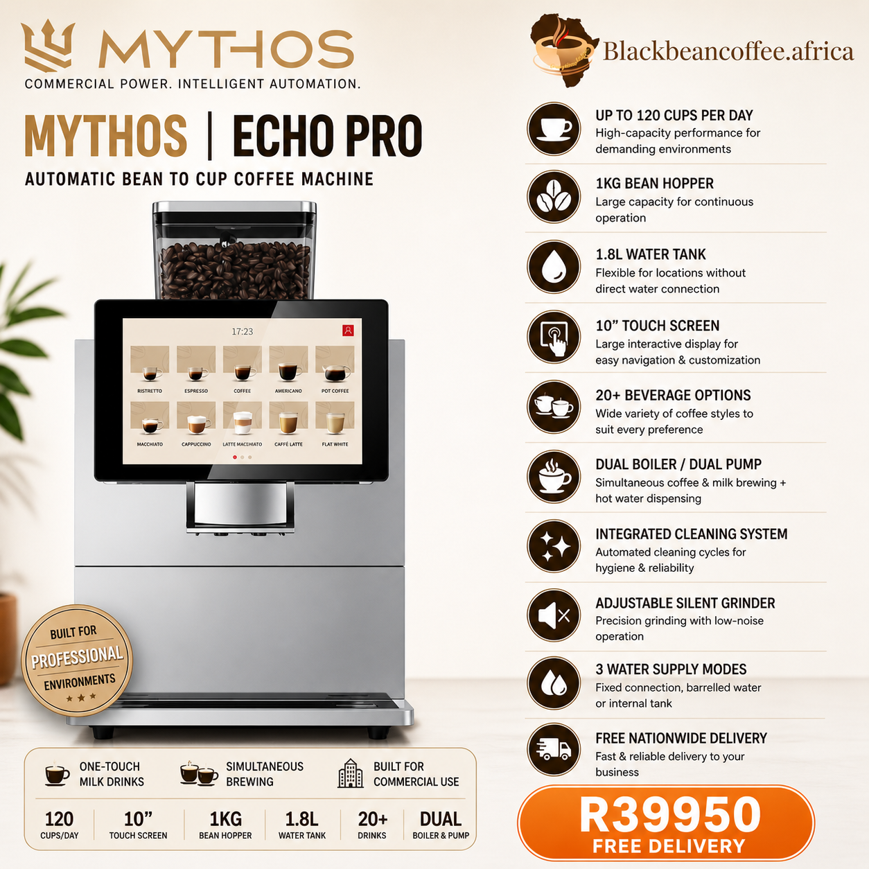 Mythos | ECHO PRO Automatic Bean to Cup Coffee Machine