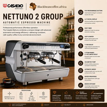 Casadio | NETTUNO 2 Group Automatic Espresso Machine - Raised