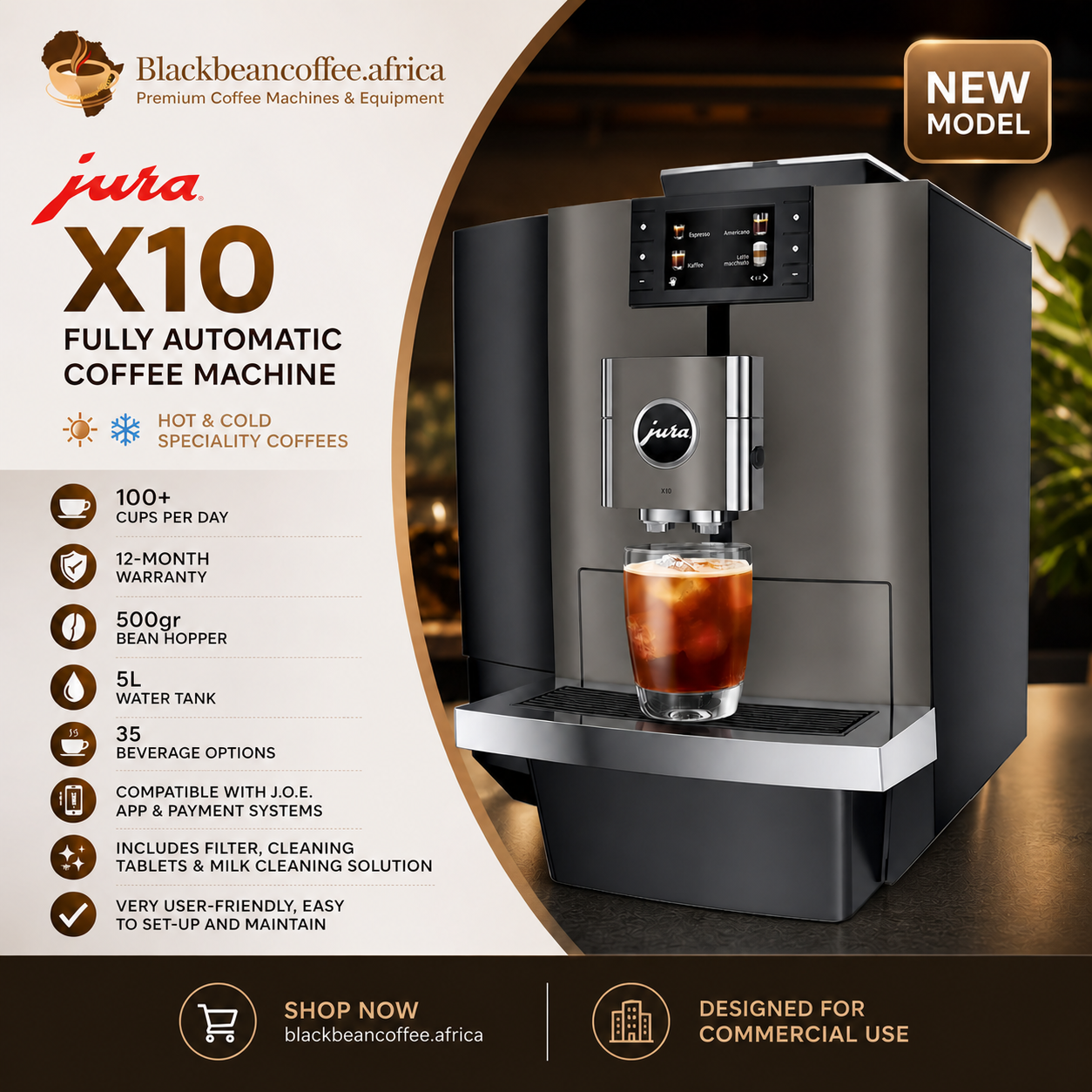 JURA X10 Fully Automatic Coffee Machine - hot and cold speciality coffees