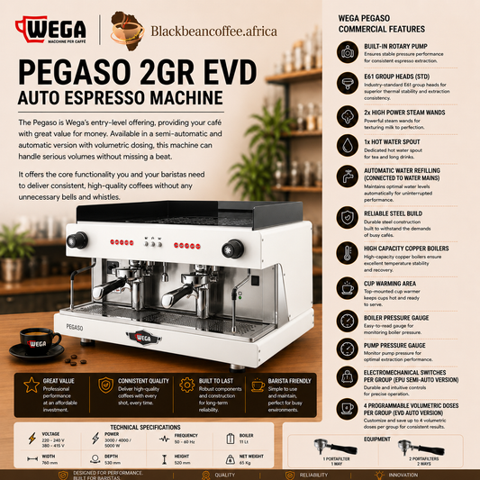 WEGA | PEGASO 2GR EVD Auto Espresso Machine (White) - Raised