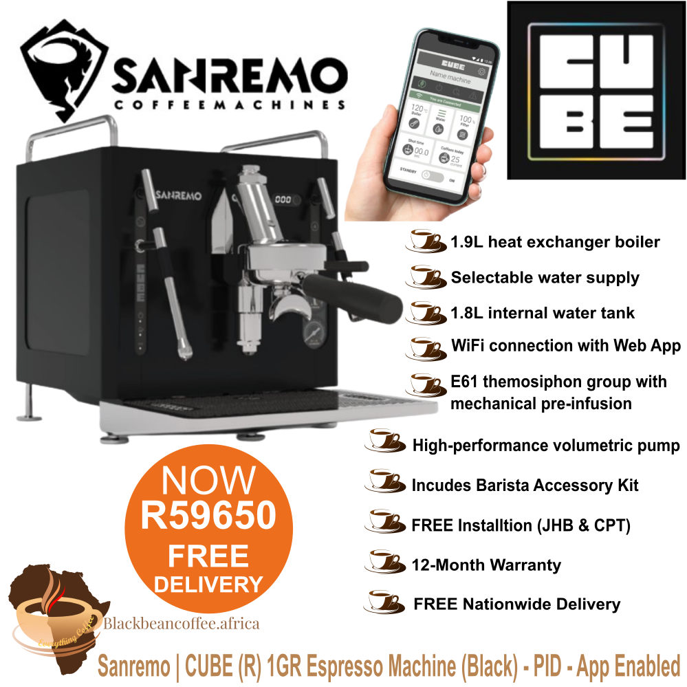 Sanremo | CUBE (R) 1GR Espresso Machine (Onyx Black) - PID - App Enabled