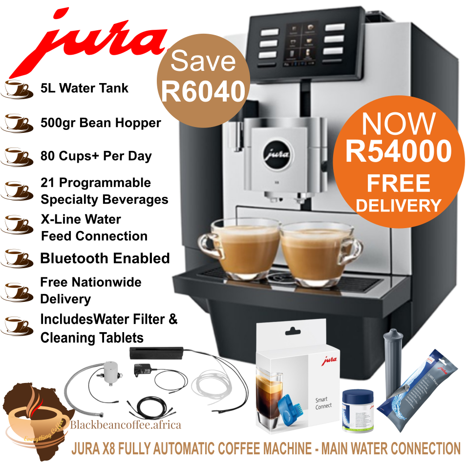 JURA | X8 Platinum Fully Automatic Bean to Cup Coffee Machine Incl. Bluetooth + Main Water Connection