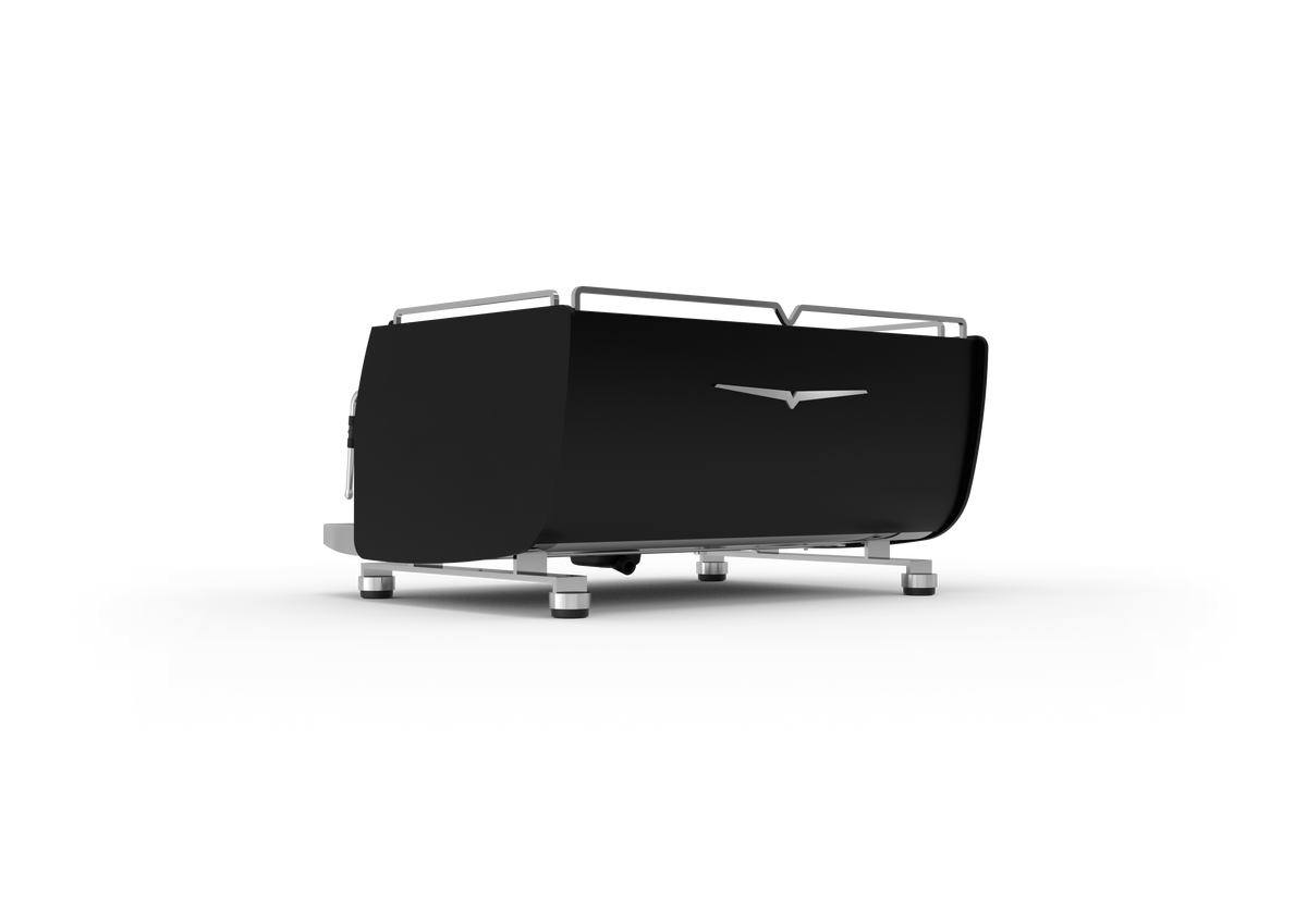 Victoria Arduino Black Eagle Maverick 2 Group Volumetric – Matt Black with Stainless Steel Eagle, rear three-quarter view