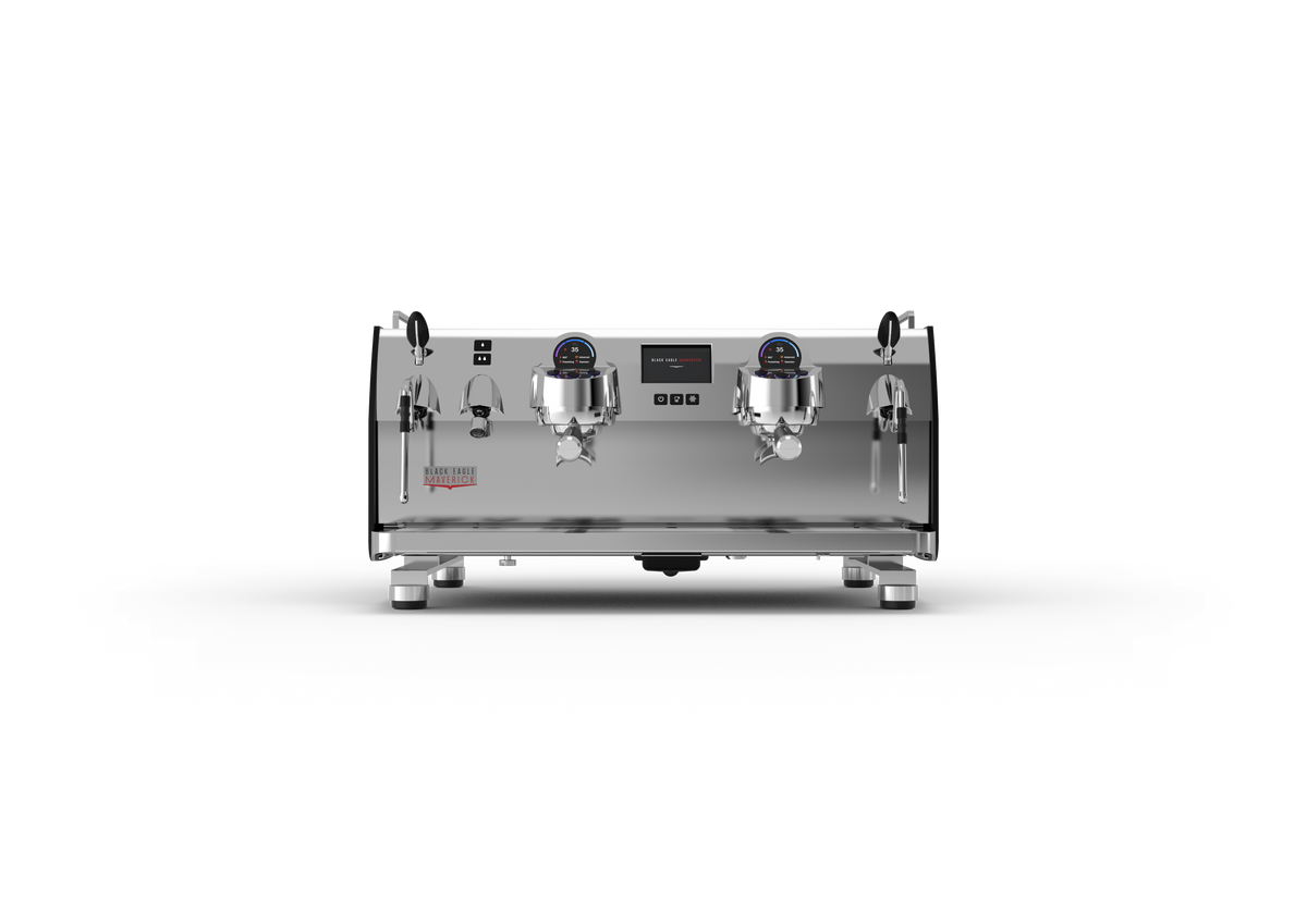 Victoria Arduino Black Eagle Maverick 2 Group Gravimetric – Matt Black with Stainless Steel Eagle, front view