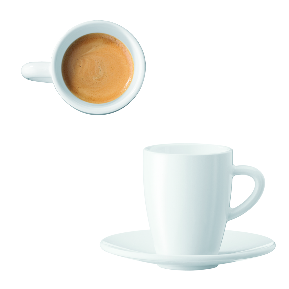 JURA | Espresso White Cups - Set of 2 with Saucer - 85ml